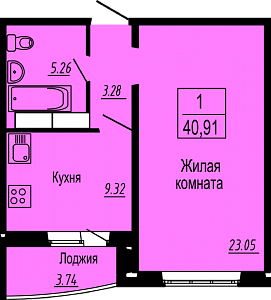 2-комнатная квартира на ул. Федюнинского, 64