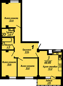 2-комнатная квартира на ул. Федюнинского, 64